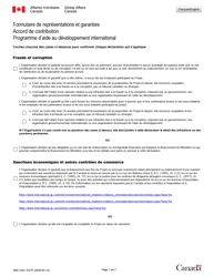 Forme AMC-GAC2257F &quot;Formulaire De Declarations Et Garanties - Accord De Contribution&quot; - Canada (French)