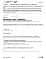 Document preview: Forme AMC-GAC2203F Formulaire: Planification D'activites De Visibilite Et De Reconnaissance - Canada (French)