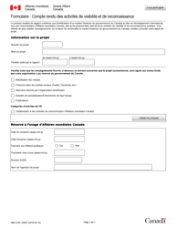 Document preview: Forme AMC-GAC2204F Formulaire: Compte Rendu DES Activites De Visibilite Et De Reconnaissance - Canada (French)