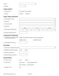 Forme EXT1466 Demande De Licence D&#039;importation Ou D&#039;exportation - Canada (French), Page 2