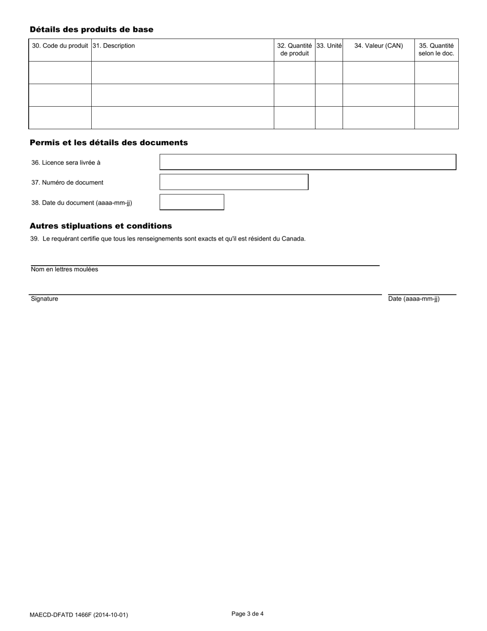 Forme EXT1466 Demande De Licence Dimportation Ou Dexportation - Canada (French), Page 3