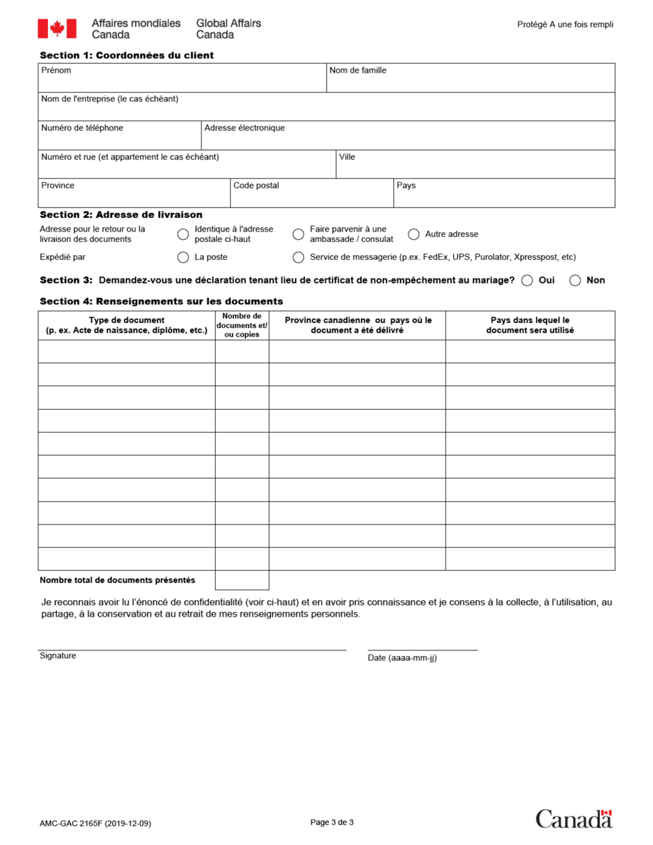 Forme AMC-GAC2165F Demande De Service Dauthentification - Canada (French), Page 3