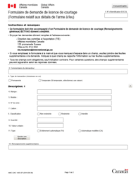 Forme EXT1403-2 Formulaire De Demande De Licence De Courtage (Formulaire Relatif Aux Details De L&#039;arme a Feu) - Canada (French)