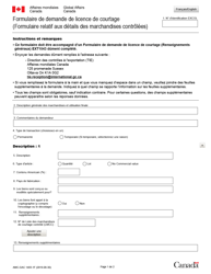 Document preview: Forme EXT1403-1 Formulaire De Demande De Licence De Courtage (Formulaire Relatif Aux Details DES Marchandises Controlees) - Canada (French)