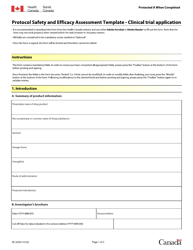 Protocol Safety and Efficacy Assessment Template - Clinical Trial Application - Canada