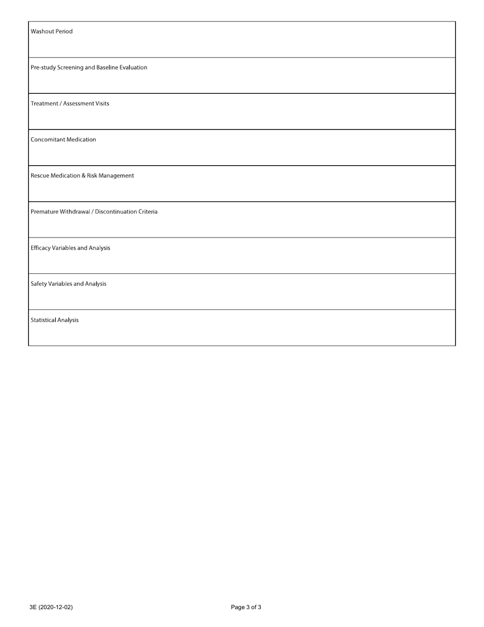 Protocol Safety and Efficacy Assessment Template - Clinical Trial Application - Canada, Page 3