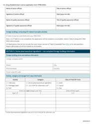 Form FRM-0033 Drug Establishment Licence (Del) Application Form - Canada, Page 14
