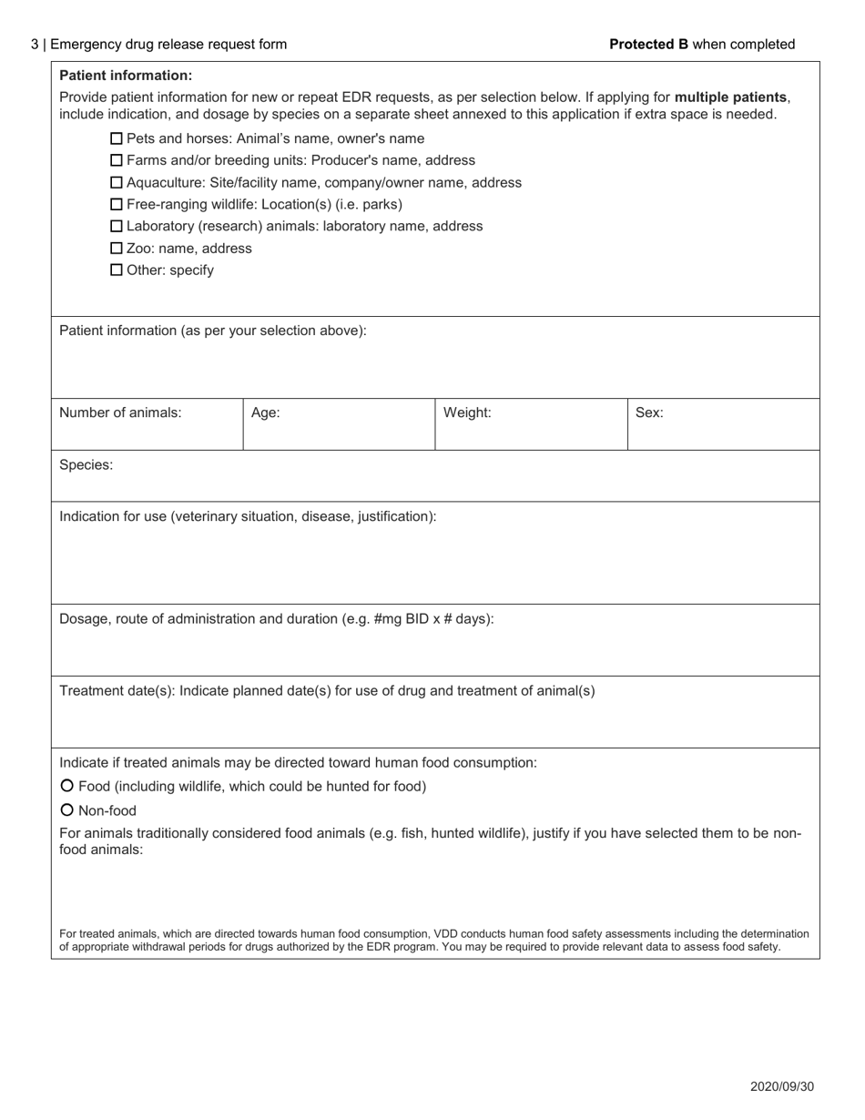 Emergency Drug Release (Edr) Request Form - Canada, Page 3