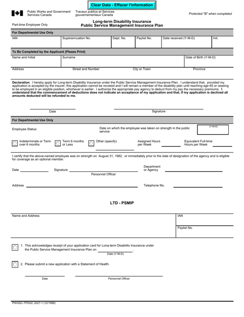 Form PWGSC-TPSGC2027-1  Printable Pdf