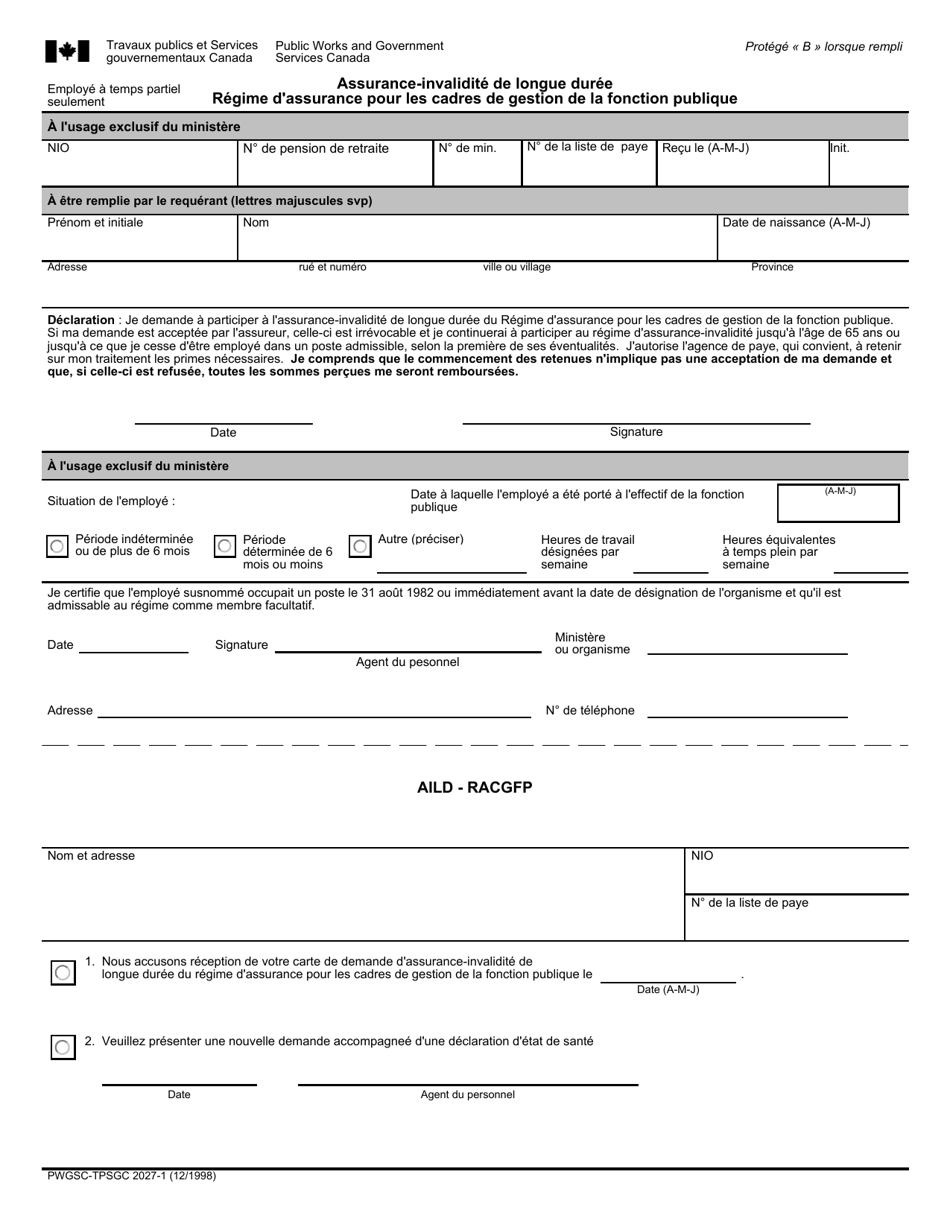 Form PWGSC-TPSGC2027-1 Long-Term Disability Insurance - Public Service Management Insurance Plan - Canada (English / French), Page 2