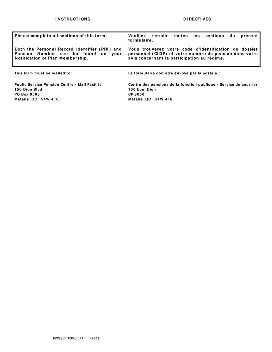 Form PWGSC-TPSGC571 Enrolment Information and Acknowledgement of Plan Membership - Canada (English / French), Page 5