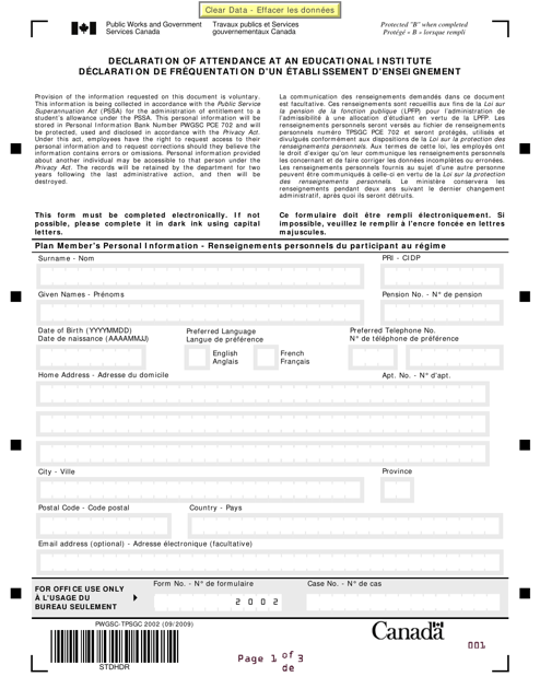 Form PWGSC-TPSGC2002  Printable Pdf