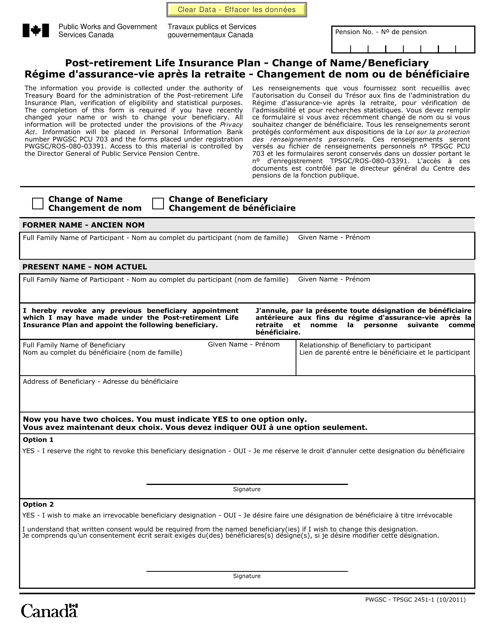 Form PWGSC-TPSGC2451-1  Printable Pdf