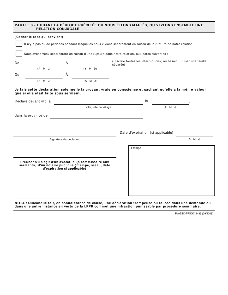Form PWGSC-TPSGC2483 Statutory Declaration - Canada (English / French), Page 4