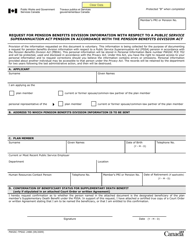 Document preview: Form PWGSC-TPSGC2488 Request for Pension Benefits Division Information With Respect to a Public Service - Canada (English/French)