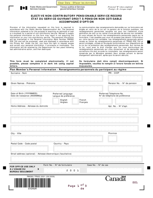 Form PWGSC-TPSGC2001  Printable Pdf