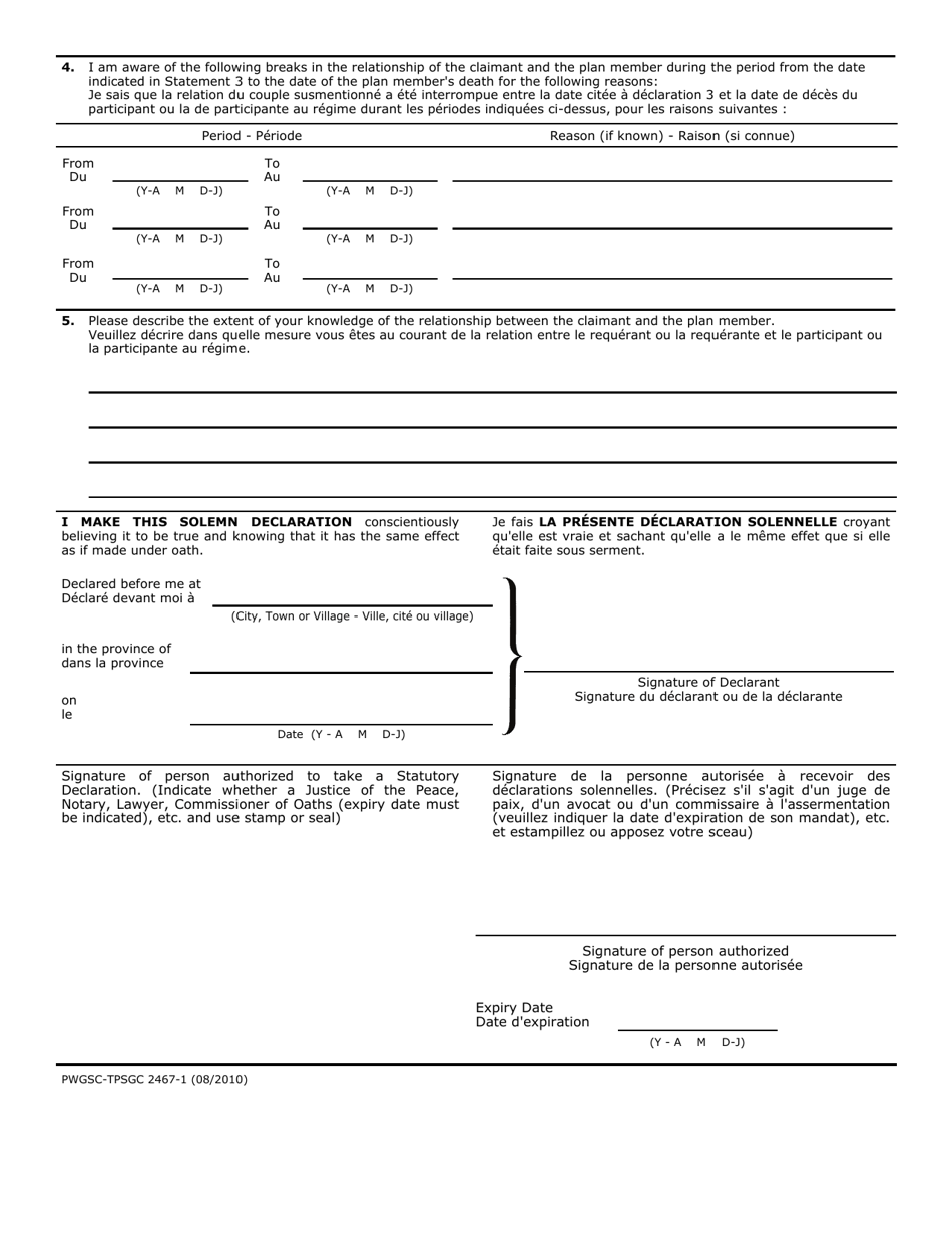 Form PWGSC-TPSGC2467-1 - Fill Out, Sign Online and Download Fillable ...