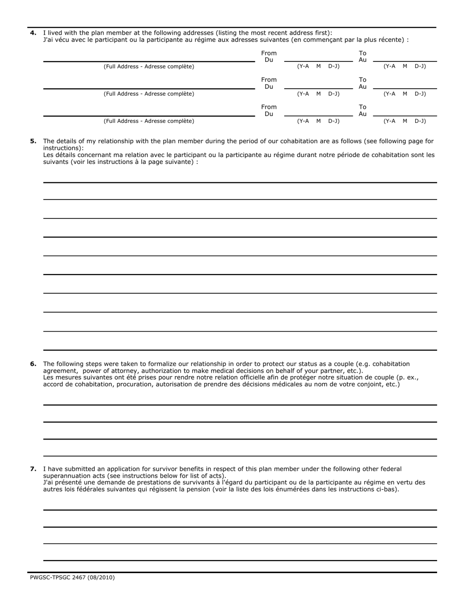 Form PWGSC-TPSGC2467 Statutory Declaration - Canada (English / French), Page 2