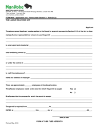 Document preview: Form XVII Application for a Permit Under Section 21 (Rule 21(3)) - Manitoba, Canada