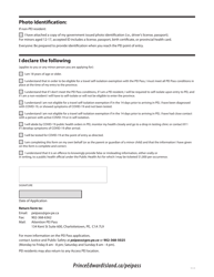 Form DD-40 Pei Pass Application - Prince Edward Island, Canada, Page 2
