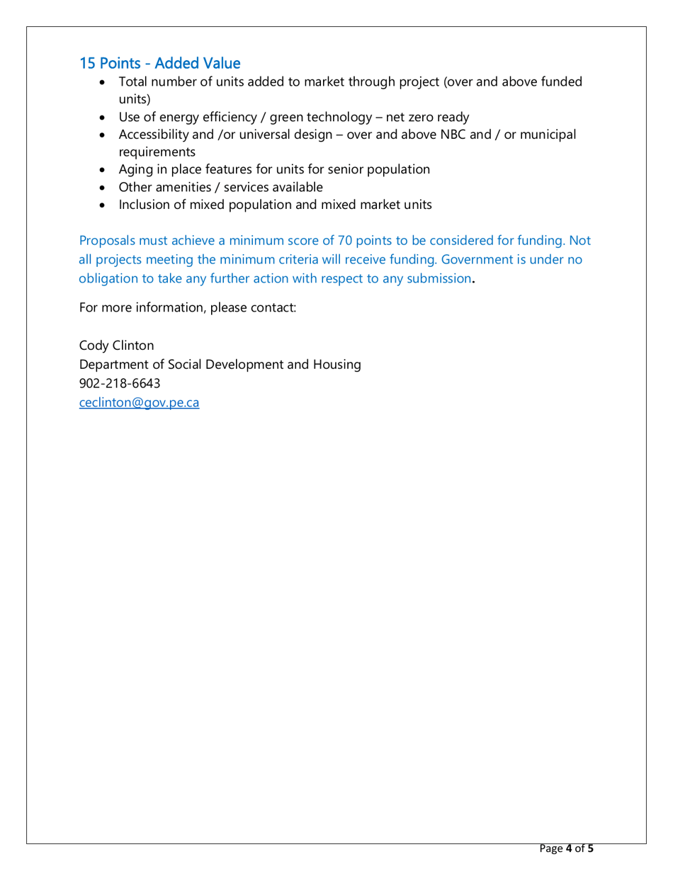 Affordable Housing Development Program Application Form - Prince Edward Island, Canada, Page 4