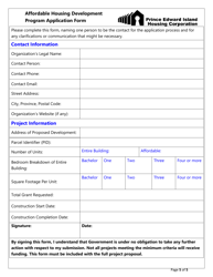 Affordable Housing Development Program Application Form - Prince Edward Island, Canada, Page 5