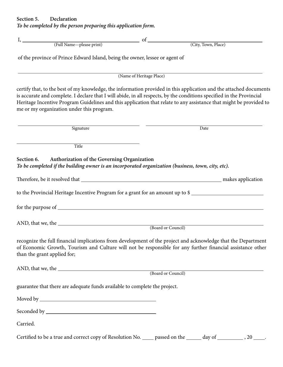 Form 16CU15-44057 Provincial Heritage Incentive Program Grant Application - Prince Edward Island, Canada, Page 3