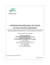 Forme PAF Approbation Prealable De Cours En Vue D'un Reclassement - Prince Edward Island, Canada (French)