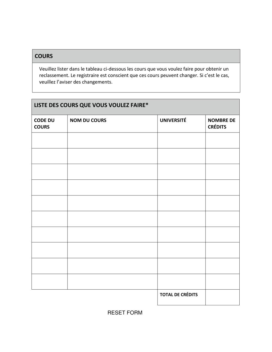 Forme PAF Approbation Prealable De Cours En Vue Dun Reclassement - Prince Edward Island, Canada (French), Page 5