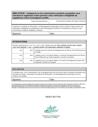 Forme SA-LIC Demande De Verification D&#039;eligibilite Initiale De Suppleance Pour Titulaire D&#039;un Brevet D&#039;enseignement De L&#039;i.-p.-e. Valide - Prince Edward Island, Canada (French), Page 4