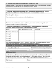 Forme AD INC ED Demande D&#039;attestation De Formation En Inclusion Scolaire Sur Un Brevet D&#039;enseignement De L&#039;i.-p.-e. - Prince Edward Island, Canada (French), Page 5
