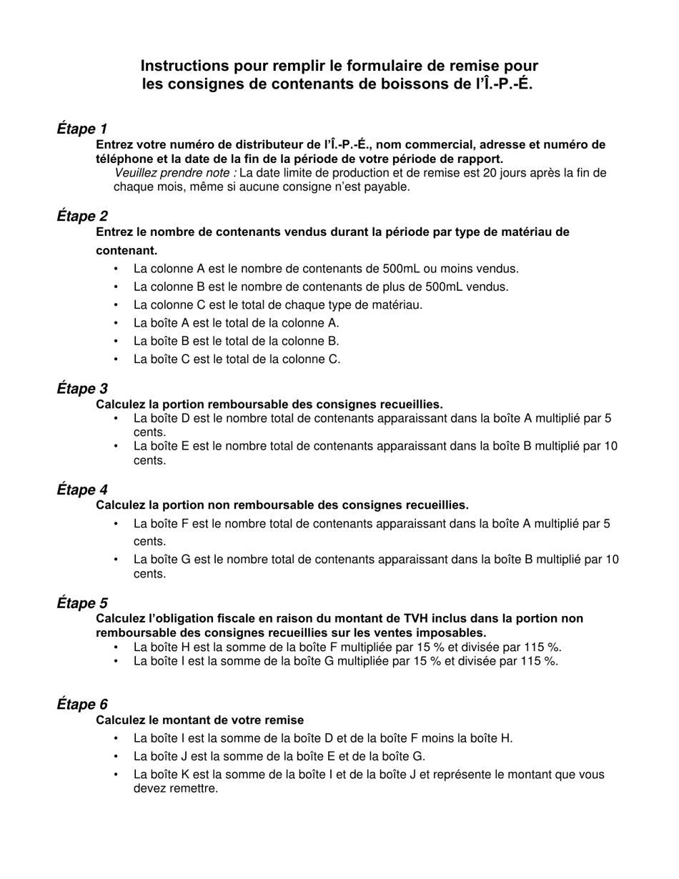 Retour DES Contenants De Boisson Alcoolisee Pour Les Distributeurs Inscrits - Prince Edward Island, Canada (French), Page 2