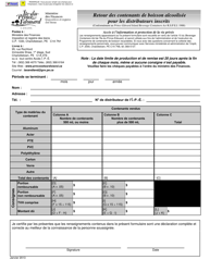 Document preview: Retour DES Contenants De Boisson Alcoolisee Pour Les Distributeurs Inscrits - Prince Edward Island, Canada (French)