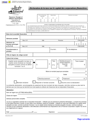 Forme 11PT15-30900 Declaration De La Taxe Sur Le Capital DES Corporations Financieres - Prince Edward Island, Canada (French)