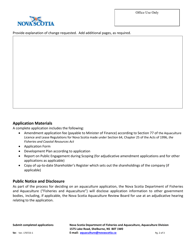 Aquaculture Amendment Application - Nova Scotia, Canada, Page 2