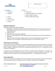 Aquaculture Licence/Lease Application - Nova Scotia, Canada, Page 2