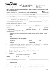 Form 1 Initial Application for Licence for Elevating Device - Individual - Nova Scotia, Canada, Page 2