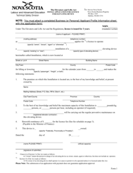 Form 1 Initial Application for Licence for Elevating Device (Company) - Nova Scotia, Canada, Page 2