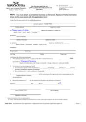 Form 4 Application for Transfer of Licence (Personal) - Nova Scotia, Canada, Page 2