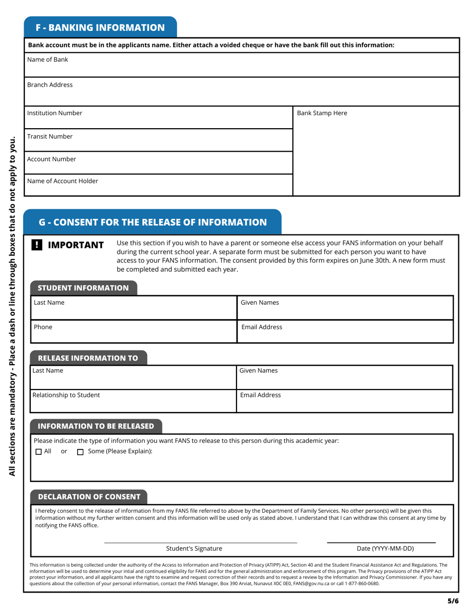 Application for Financial Assistance for Nunavut Students - Nunavut, Canada, Page 6