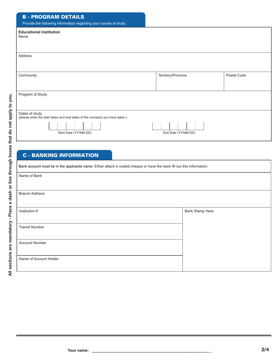 Application for Correspondance / Online Distance Education Course Reimbursement - Financial Assistance for Nunavut Students - Nunavut, Canada, Page 3