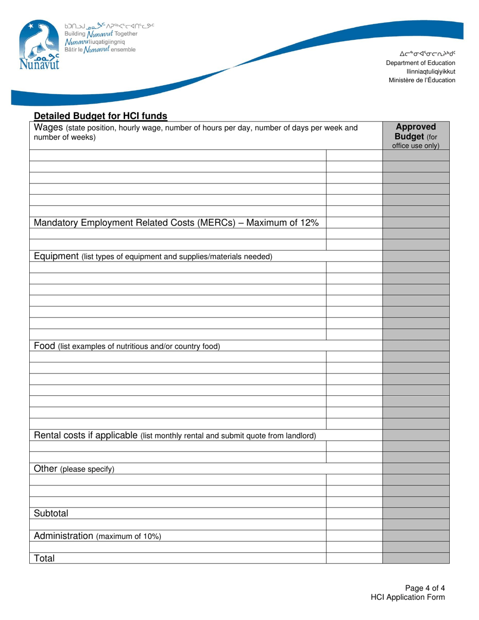 Healthy Children Initiative Application - Nunavut, Canada, Page 4