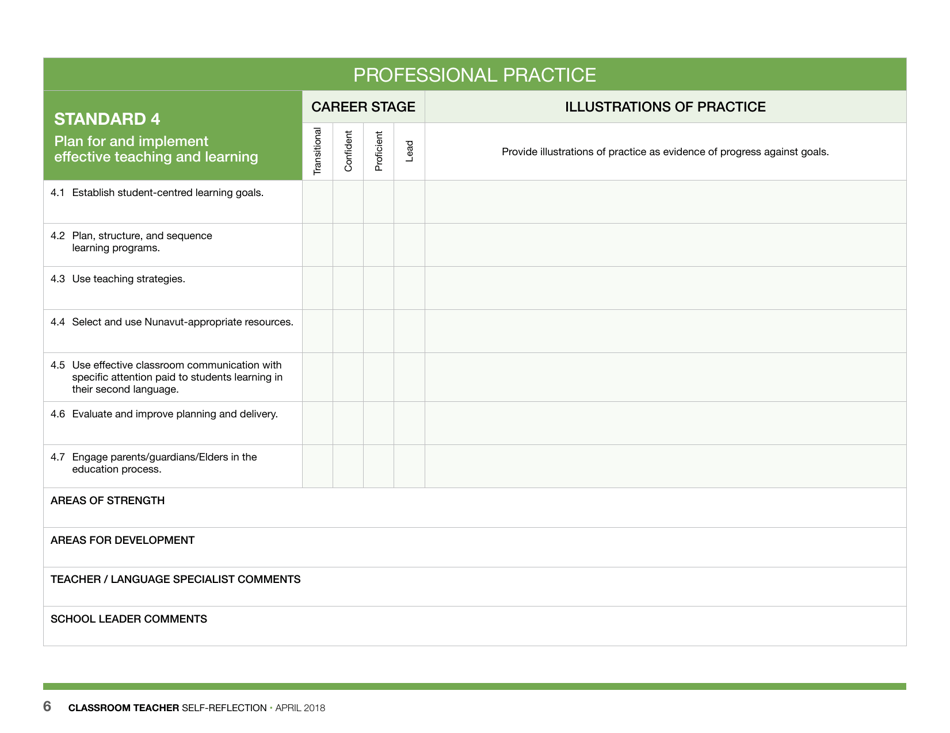 Classroom Teacher Self-reflection - Nunavut, Canada, Page 6