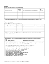 Application for Interim Professional or Standard Teaching Certificate - Nunavut, Canada, Page 2
