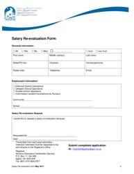 Salary Re-evaluation Form - Nunavut, Canada, Page 2