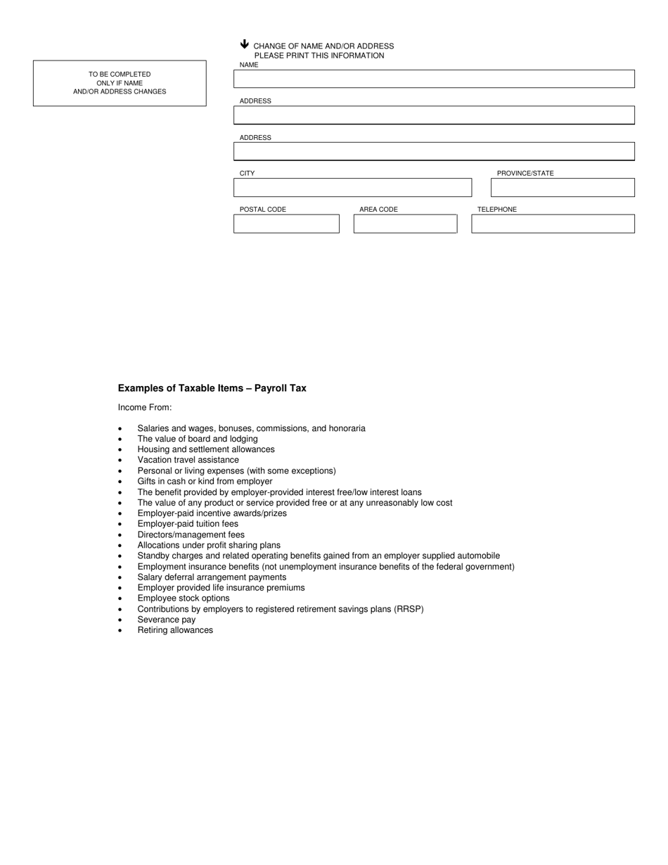 Payroll Tax Act Remittance Return - Nunavut, Canada, Page 2