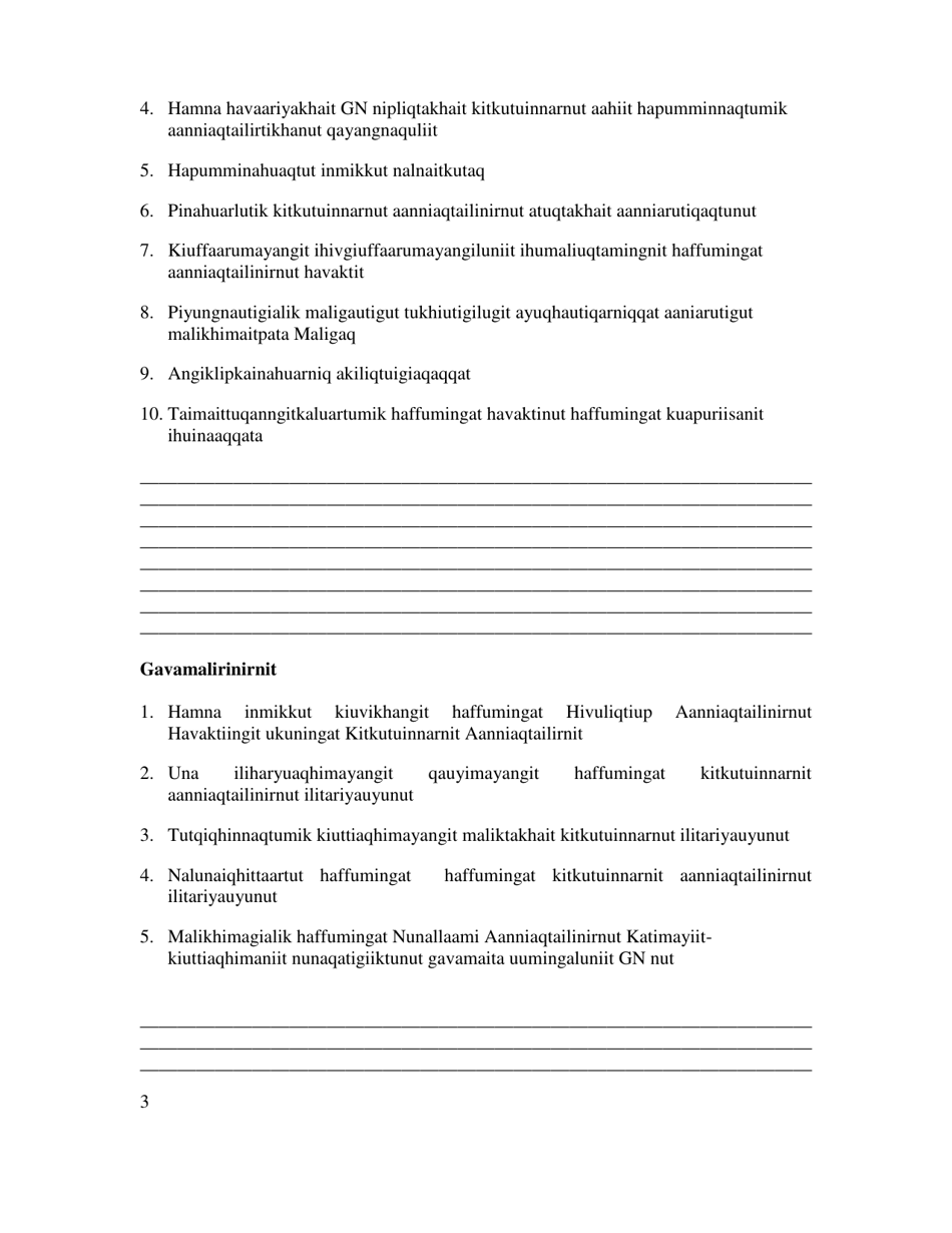 Feedback From Public Health Act Consultations - Nunavut, Canada (Inuvialuktun), Page 3