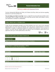 Document preview: Personal Information Form - Quebec, Canada