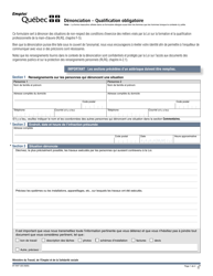 Forme 01-1047 Denonciation - Qualification Obligatoire - Quebec, Canada (French)