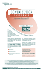 Forme SR-2102 Contribution Parentale - Renseignements Sur La Situation DES Parents - Quebec, Canada (French), 2020